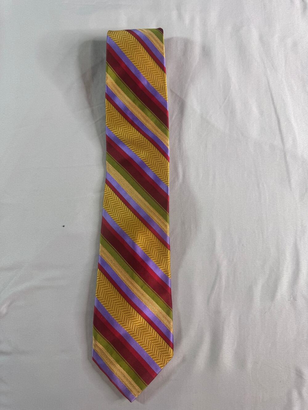 Robert Talbott Best of Class Silk Tie Multicolor Stripe Hand Sewn Made USA